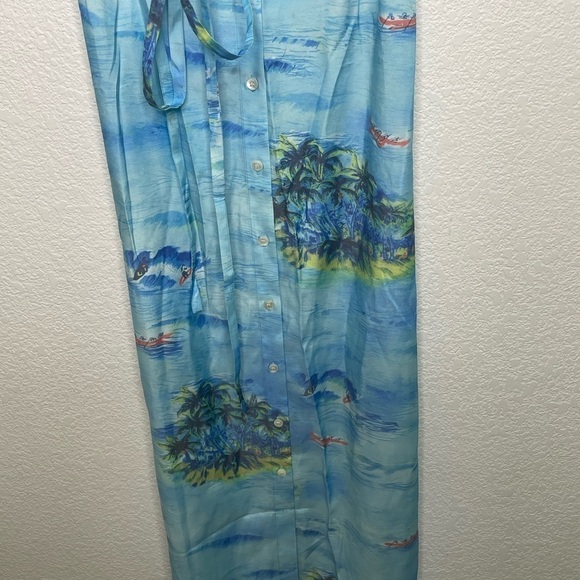 STAUD dress maxi NWT sz XS “Cameron” shirt dress island print - Picture 6 of 12